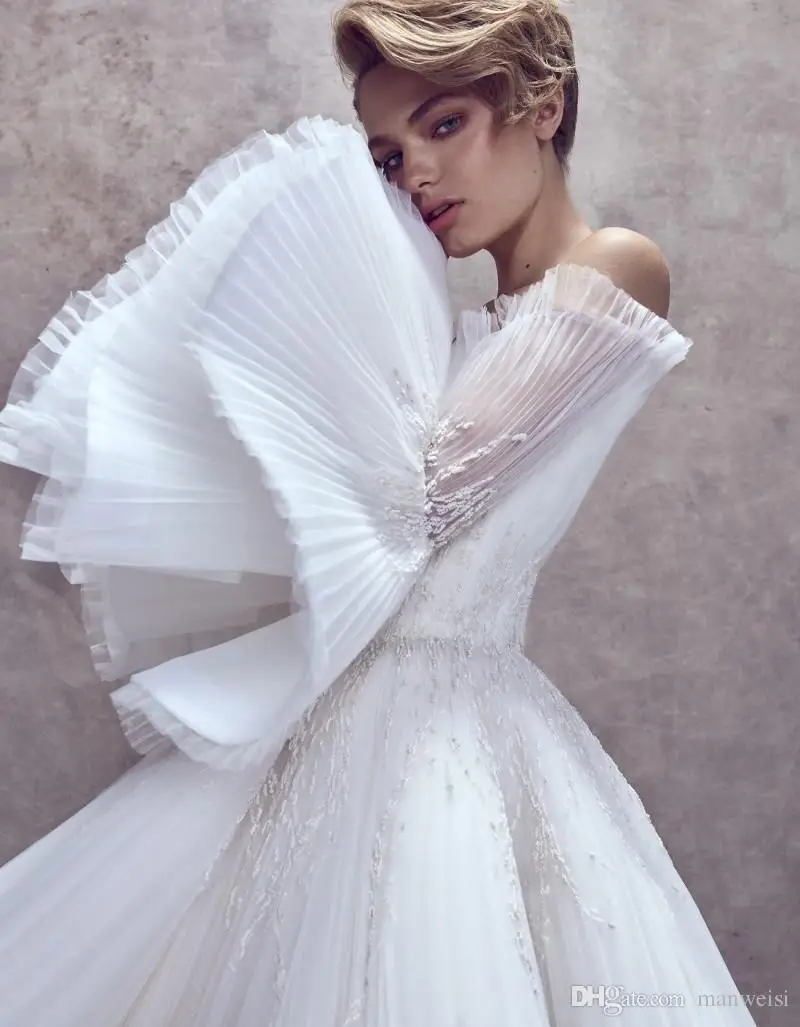 Boho Короткие свадебные платья Высокая Низкая кружевная Апликация с открытыми плечами Свадебные платья с оборками vestido de novia