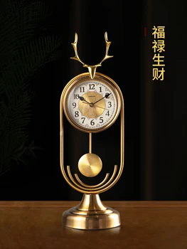 

Luxury Deer Table Clock European Retro Mute Metal Creative Personality Bedroom Desk Clock Relogio De Mesa Table Clock New DA60NZ