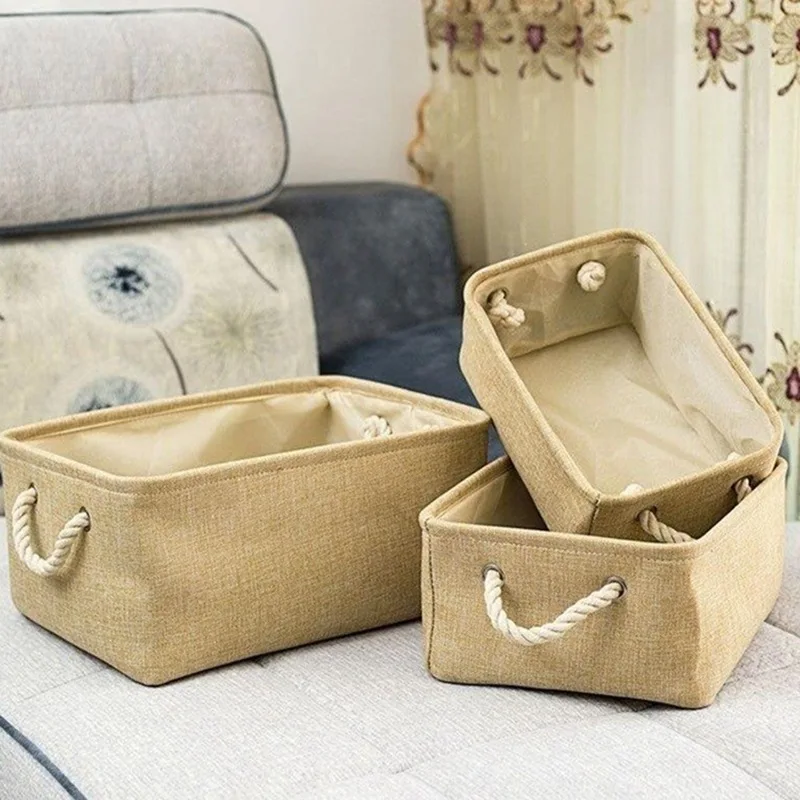 

Practical Durable Household Storage Basket Foldable Clothes Storage Basket With Double Handle Toy Sundries Storage Box