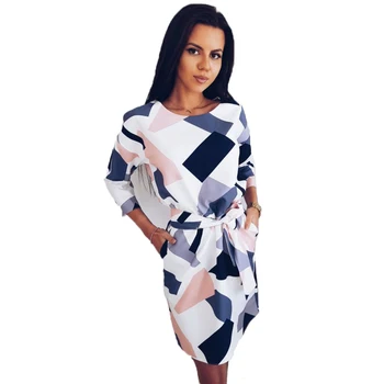 

Women Casual elegant OL Dress Geometry Lace up Evening Party dress tumblr vogue fashion vestido