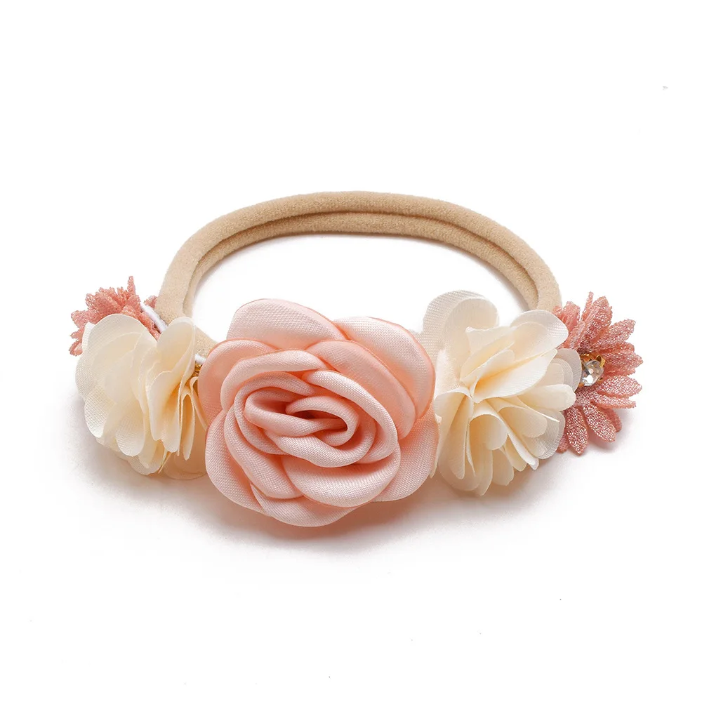 custom baby accessories Artificial Flower Baby Headband for Girls Nylon Hairband Soft Infant Kids Traceless Hair Accessories Toddler Bangdage baby stroller mosquito net Baby Accessories