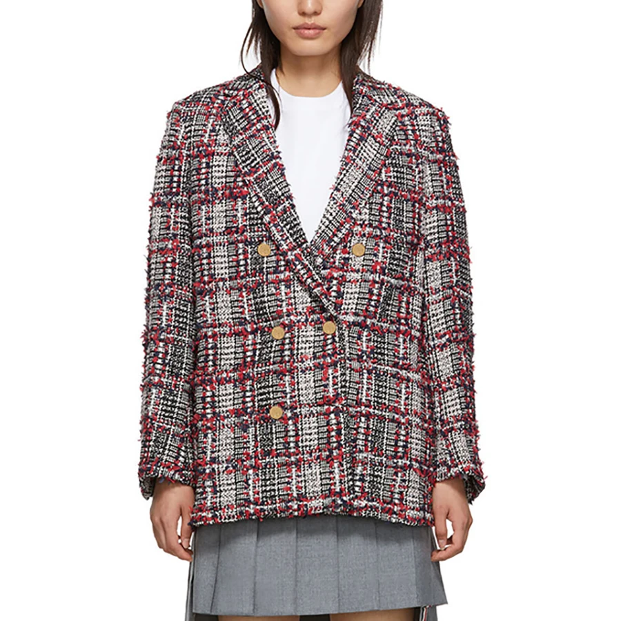 

2019 Autumn Winter New Arrive Palid Design Women Coats and Jackets Weaving Wool Turn-down Collar Double Breasted Elegant Coats