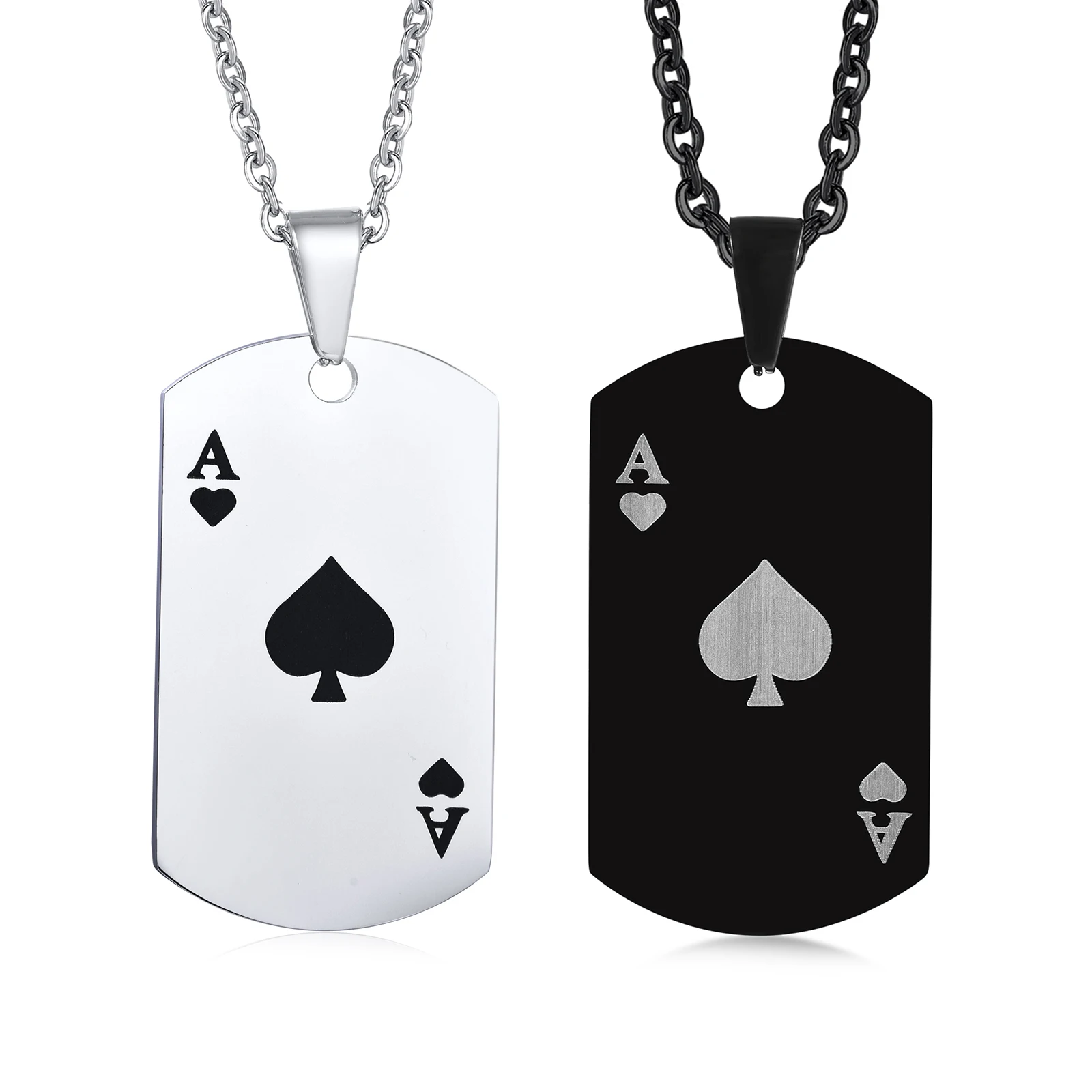 Men Women Stainless Steel Ace of Spades Casino Card Poker Pendant Necklace  | eBay