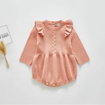 

New Autumn Winter Newborn Infant Baby Girl Boy Romper Ruffle One-Pieces Solid Jumpsuit Long Sleeve Outfits Sunsuit