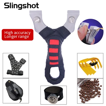 

Traditional Big power Flat Leather Slingshot Stainless Steel Professional Rubber Band Catapult Outdoor Hunting Shooting Fast Bow