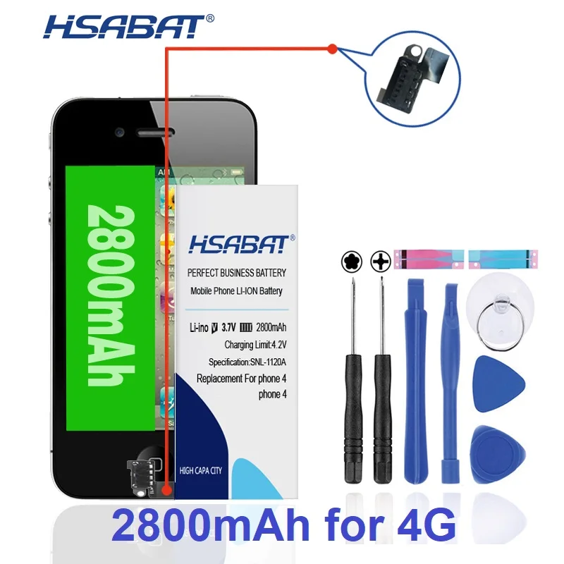 Аккумулятор HSABAT 2800 мА · ч для iphone 4 4G с инструментами и наклейками | Мобильные