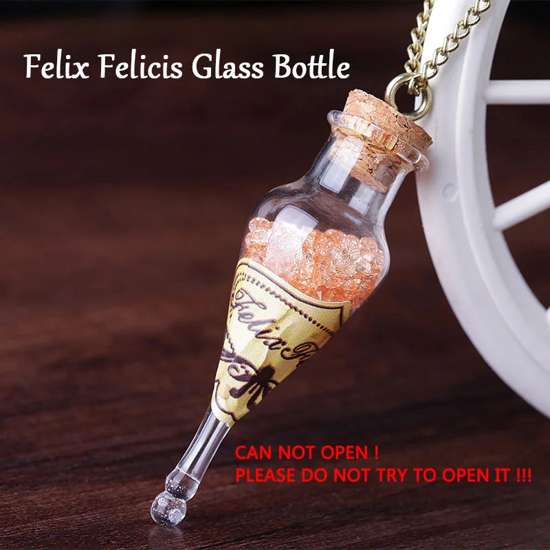 Glass Action HP Newest Felix Felicis Potion Bottle Pendants Necklace Glass Sweater Chains HP Harri Movie Collectible Toys for Children - Цвет: Glass