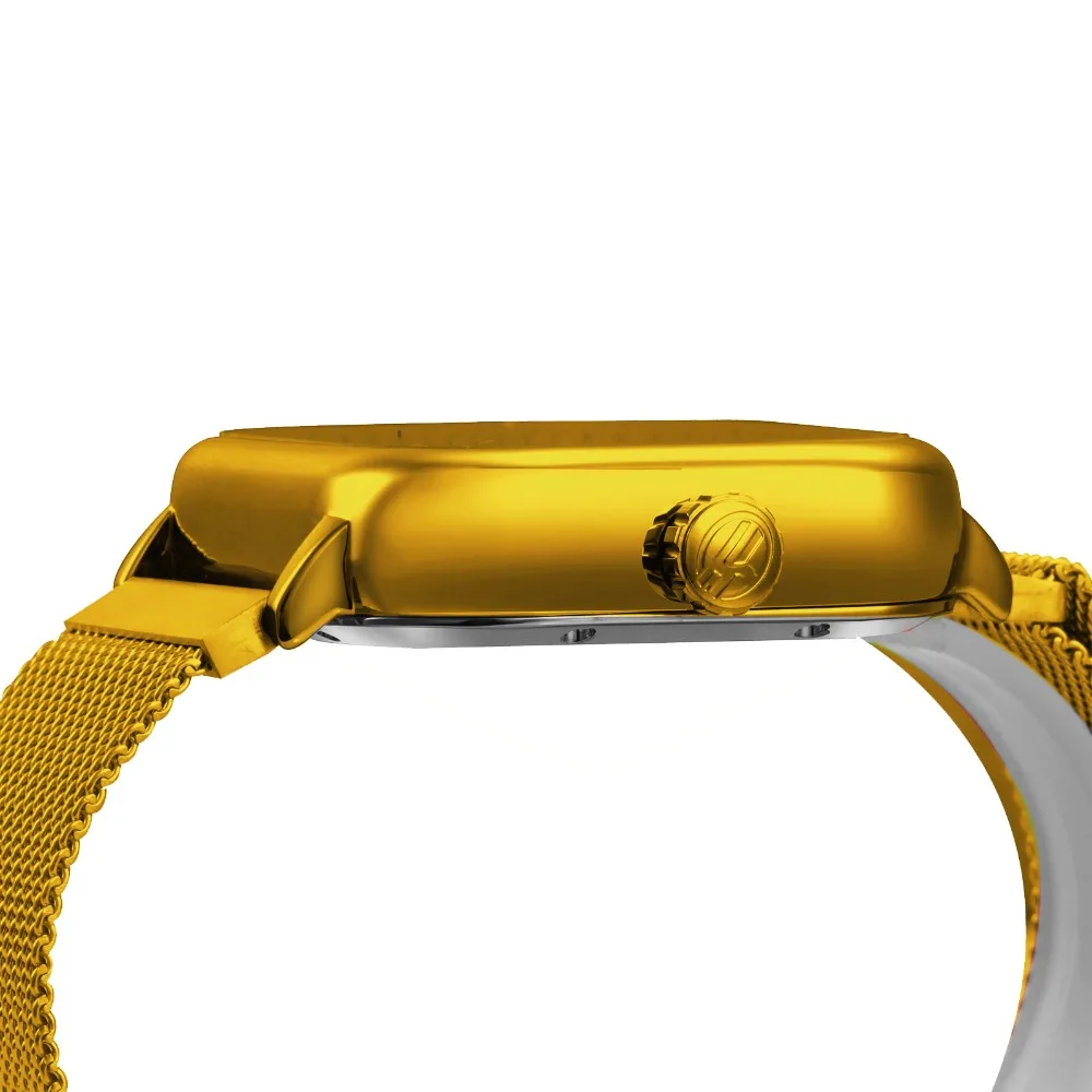 WINNER официальный бренд роскошные золотые автоматические часы мужские резные Скелет модные квадратные часы с сетчатым ремешком механические наручные часы