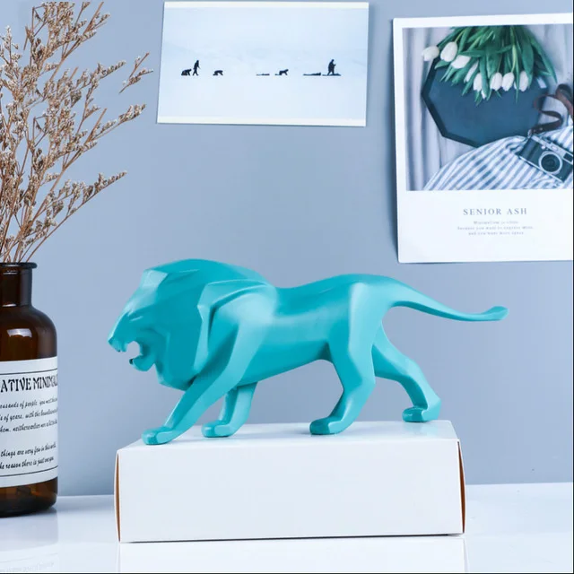 

Nordic Forest King Resin Geometric Lion Accessories Home Livingroom Desktop Furnishing Decoration Coffee Table Figurines Crafts