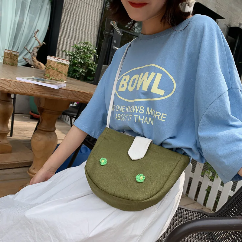 Micro for Women’s Canvas Handbag New Style Women's Messenger Bag Versatile Japanese Style Leisure Bag WOMEN'S Bag Flower Backpac