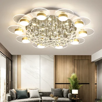 

Jmzm Modern Round Crystal Ceiling Chandelier Household LED Living room Dining room Multi-head Can Dimmable Chandelier Lamps