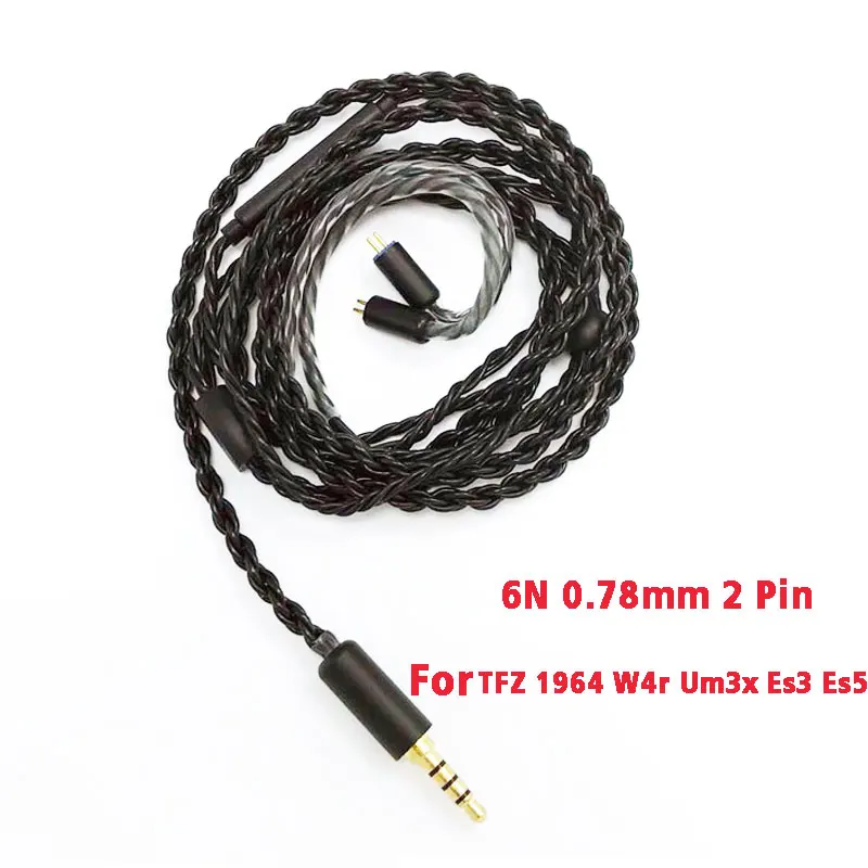 6N 0,78 мм 2 Pin для Уэстон TFZ 1964 W4r Um3x Es3 Es5 наушников сменный кабель с микрофоном для IPhone Xiaomi samsung IOS и Android