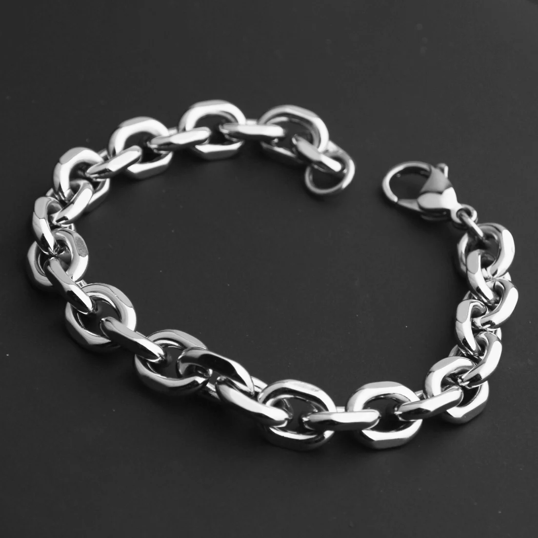 Grandy Chic 9 мм крутая мода высокого качества из нержавеющей стали поп-панк-рок стиль Снаряженная кубинская цепь звено браслет мужские ювелирные изделия