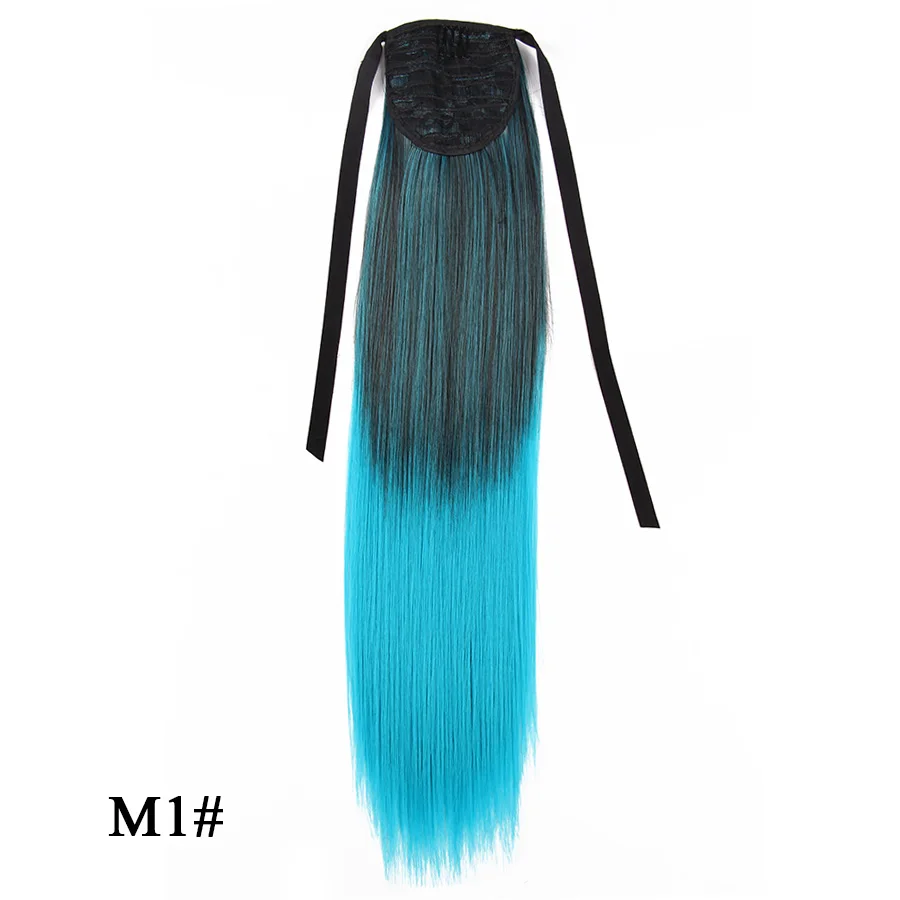 Leeons 2" длинные волнистые обертывания вокруг зажима в конский хвост наращивание волос термостойкие синтетические шнурки конский хвост и волосы кусок - Цвет: m1