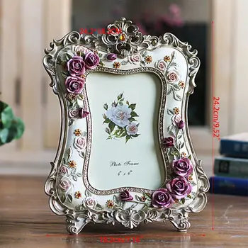 

6 Inch Rose Resin Photo Frame Wedding Gift Crafts Desktop Decoration Picture