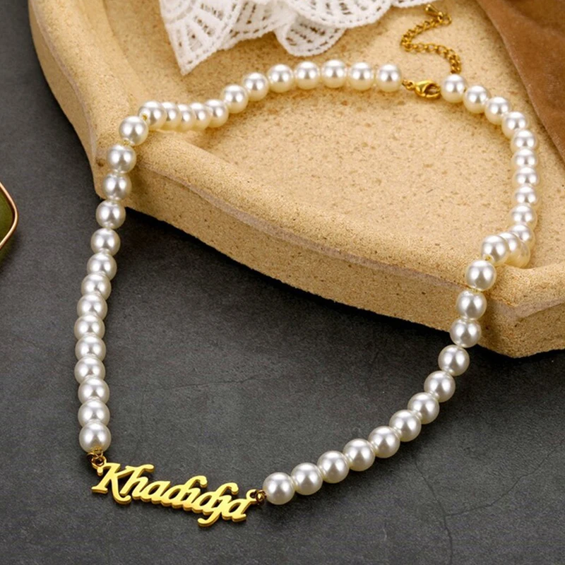 

Boho Imitation Pearl Chain Custom Necklace for Women Elegant Temperament Choker Neck Collar Female Wedding Jewelry Gift for Wife