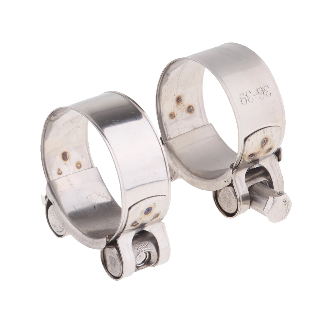 36-39mm & 40-43mm Stainless Steel Motorcycle Exhaust Clamp Banjo Clips