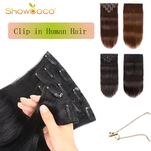 

ShowCoco Blonde Clip In Hair Extensions Machine-Made Remy Human Hair Clips Silky Straight 70G 200G 110G Clips On Hair 2020
