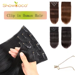 ShowCoco Blonde Clip In Hair Extensions Machine-Made Remy Human Hair Clips Silky Straight 70G 200G 110G Clips On Hair 2020