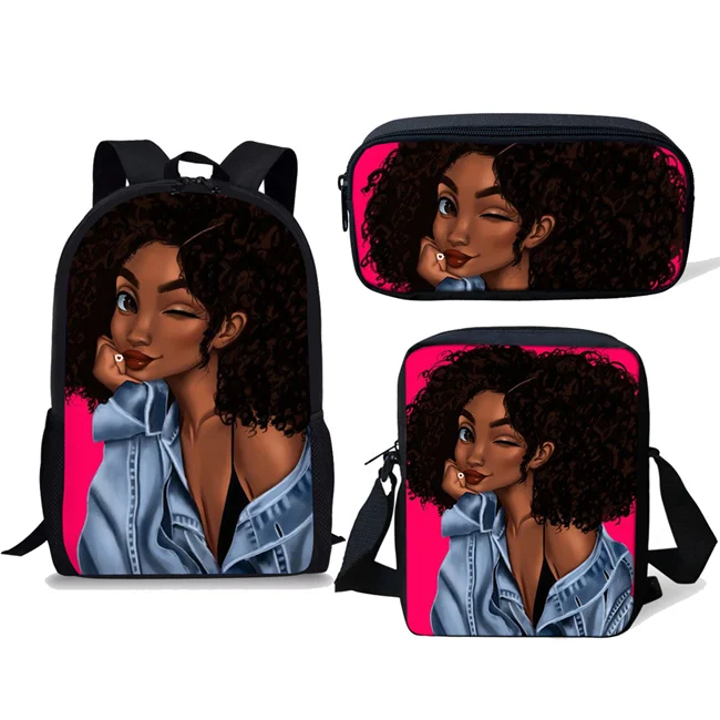 Бесшумные детские школьные сумки черная девочка волшебный афро женский с принтом Детский рюкзак подростковый школьный рюкзак Mochila Escolar - Цвет: LMZY1238CEK