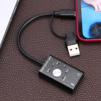 

External Sound Card USB 2.0 Type-C to 3.5mm Jack Headphone Microphone Audio Adapter for Windows Mac Linux Android