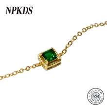 925 пробы серебряные квадратные изумрудные браслеты минималистичные зеленые циркониевые браслеты для женщин серебряные 925 ювелирные изделия для девочек праздничные подарки