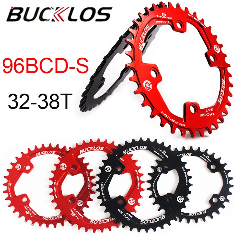 Maserfaliw Bike Chainring 96BCD 32T/34T/36T/38T MTB Mountain Bicycle Round Chainrings Crankset Chainwheel Black 32T 