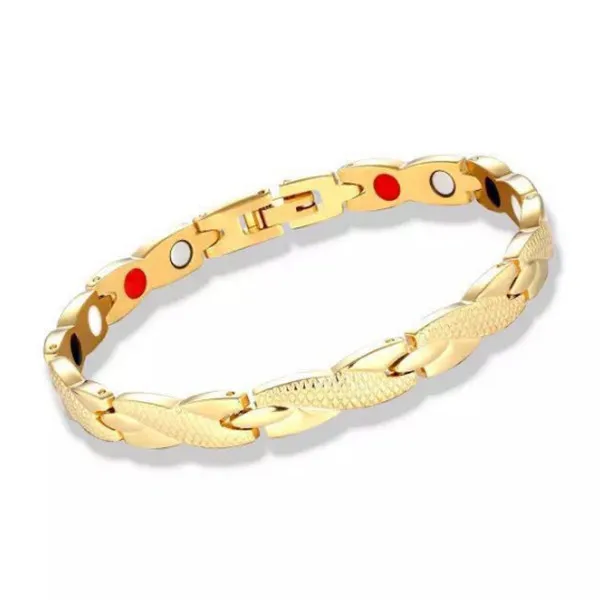 Металлические браслеты для здоровья для женщин и мужчин, Модный магнитный браслет, браслеты, ювелирный подарок, лидер продаж, Homme Femme, очаровательный браслет - Metal Color: Golden