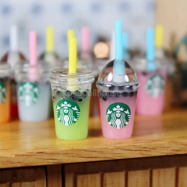 5PCS Cute 1/12 Scale Mini Coffee Juice Milk Cups Miniature Dollhouse Mugs Drinks for Blyth Barbies Doll House Kitchen Toy 4