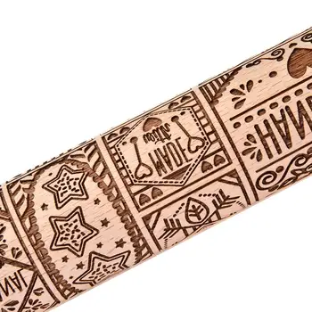 

Christmas Classic Wooden Rolling Pin With Easy Roll Bearings Embossed Deer Kitchen Cooking Baking Tools Accessories
