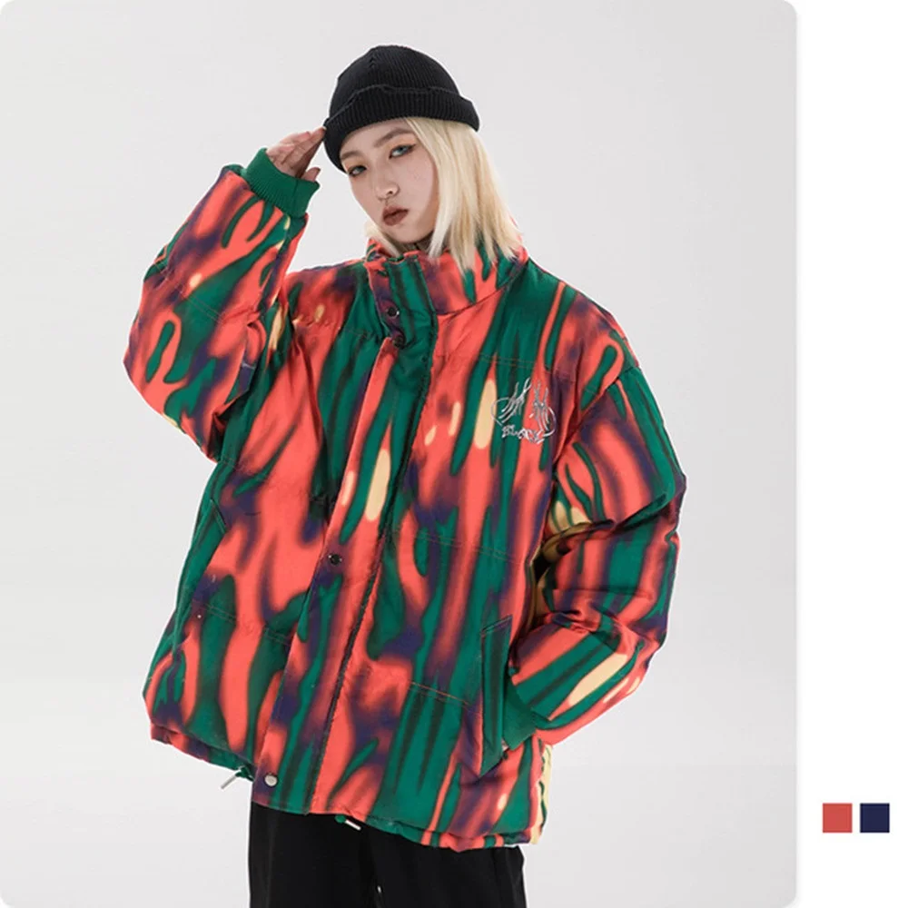 

Jacket New Men Down Winter Warm Windbreaker Oversized Hip Hop Temperature Sensitive Color Contrast Down Jacket Men Outwear