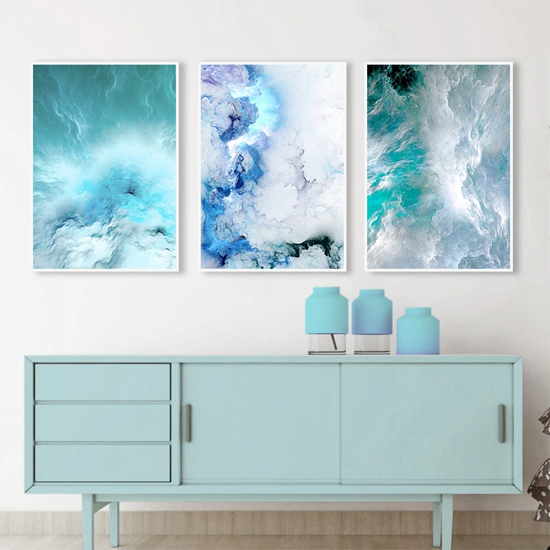 

Nordic Modern Style Abstract Beautiful Green Waves Canvas Painting Posters And Prints Wall Pictures For Living Room Decoration