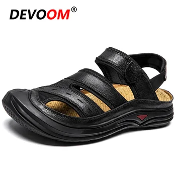 

New Sandals Men Rubber High Quality Beach Outdoor Mens Sandals Comfortable Soft Footwear Summer Leather Casual Shoes Men Size 46