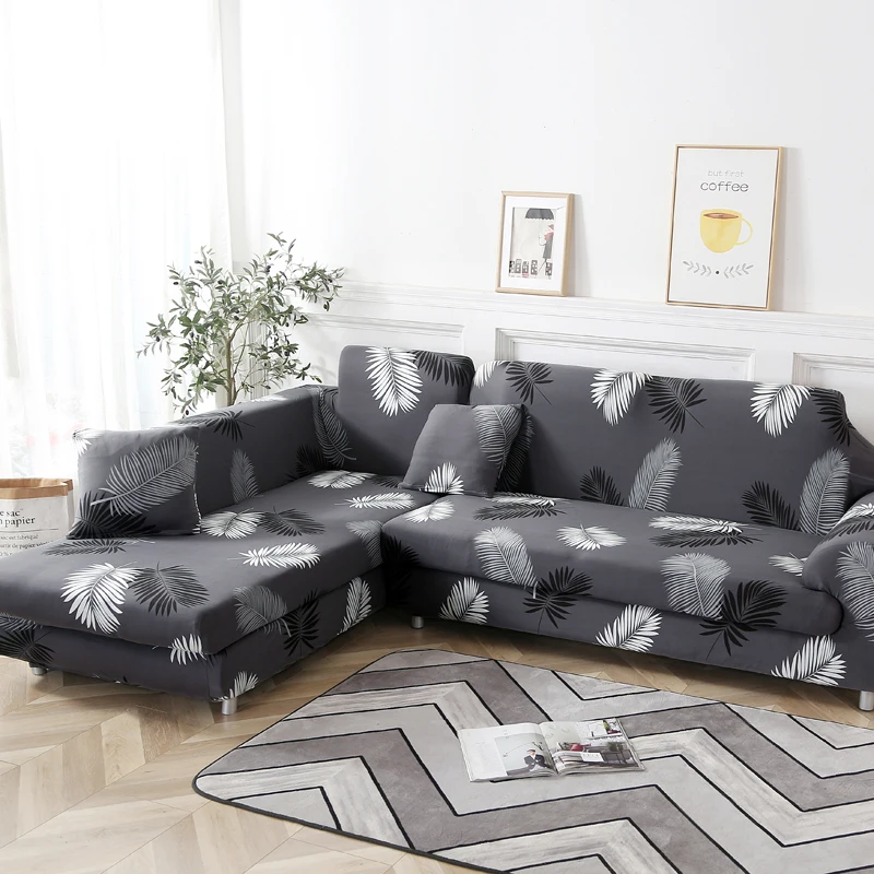 Эластичное диванное покрывало для гостиной плотное все включено Чехлы для дивана листья Печатный стиль секционный угол защита для дивана