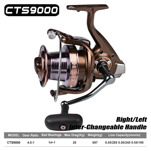 PRO BEROS 30KG Max Drag Spinning Fishing Reel New CTS 9000-12000 Metal spool Reel 4.1:0 Speed ratio Sea fishing spinning Reel CTS 9000