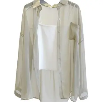 

2020 spring and summer loose shirt shirt em8 female chiffon sunscreen shirt K222-07
