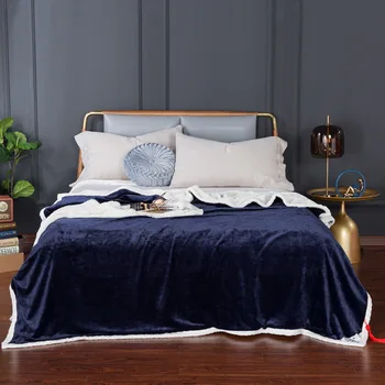 

Claroom Thicken Velvet Blanket Solid Color Crystal Coral Velvet Blanket Quilt Cover Blanket Bedspread on the bed NL01#