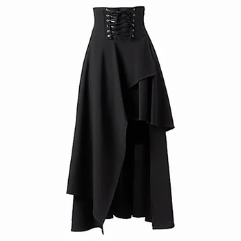 

Women Tight Waist Skirts Gothic Harajuku Punk Women Skirts Swing Irregular 2019 Summer Party Night Asymmetrical Drawstring Skirt