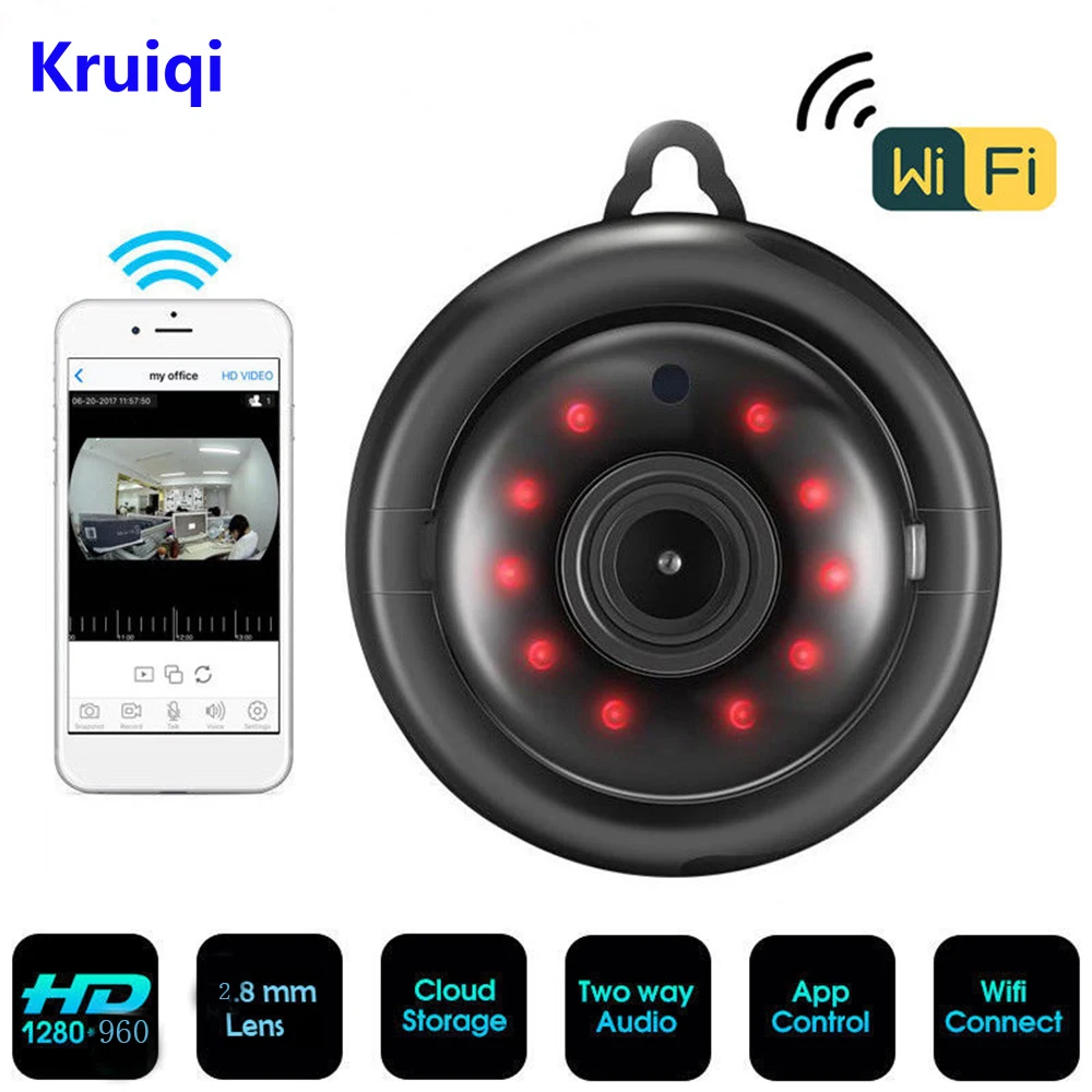 Kruiq wifi мини-камера 720P 960P P2P Беспроводной Детский Монитор инфракрасное ночное