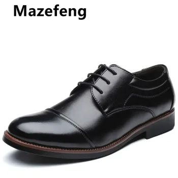 

Mazefeng Men Dress Shoes Formal Business Work Soft Patent Leather Pointed Toe for Man Male Men's Oxford Flats Plus Size 39-48