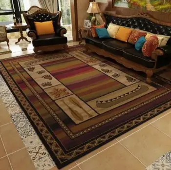 

American Vintage Retro Carpet 3D Printed Design Flannel Crystal Fleece Carpet Living Room Brown Mat For Balcony Beside Rugs