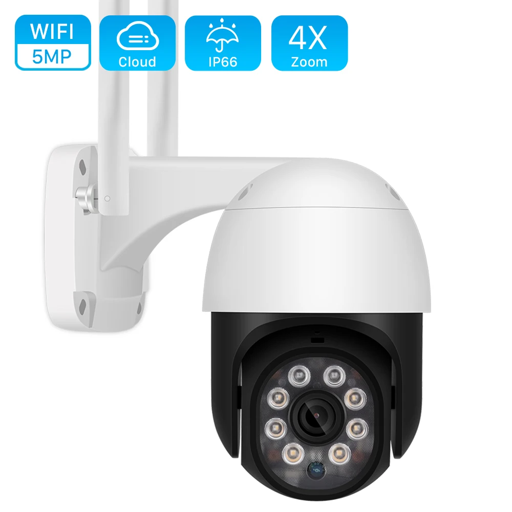 5MP PTZ WIFI IP Camera Outdoor 1080P 4X Digital Zoom Wireless Security CCTV Camera Two Way Audio Cloud CCTV Surveillance Onvif