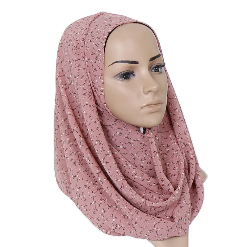 Модная шифоновая шаль-хиджаб в ретро-стиле с цветочным рисунком, мягкие шарфы-повязки для женщин, мусульманский снуд