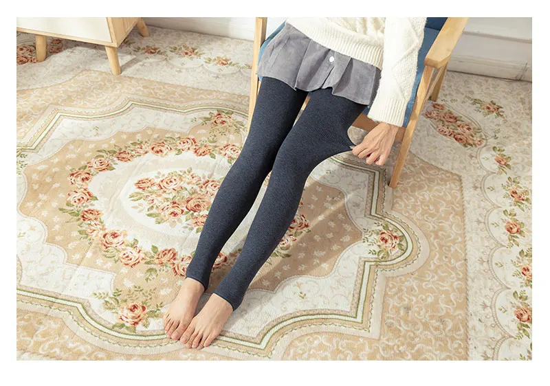 Warm Fleece Lined Super Thick Warm Leggings Women Winter Spandex Ribbed Slim Pattern Leggins Winter High Waist Basic Pants