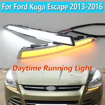 

1Pair Daytime Running Light DRL LED Fog Lamp Cover With Yellow Turning Signal Functions For Ford Kuga Escape 2013 2014 2015 2016