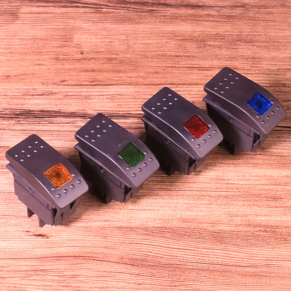 4 Pin 12V 20A Blue Green Red Orange LED Light Rocker Switch Panel ONOFF Button LED Light Fit for Car Boat Buses Motorcycles  (7)