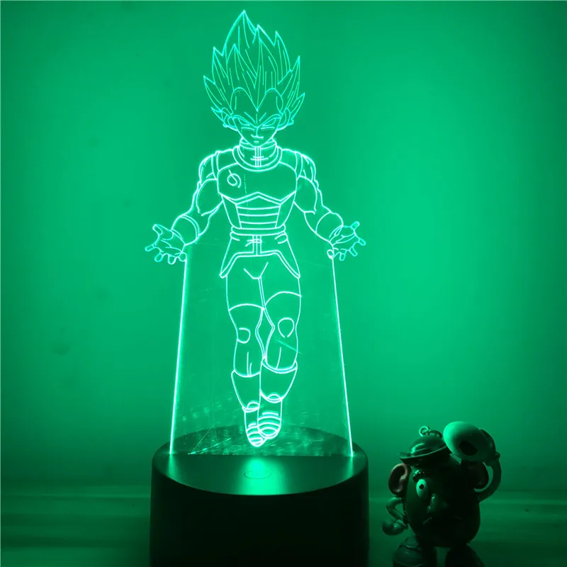 3D светодиодный ночной Светильник аниме Dragon Ball Z Vegeta First Advent Ver. Фигурка 7 цветов Сенсорная Оптическая иллюзия Модель настольной лампы