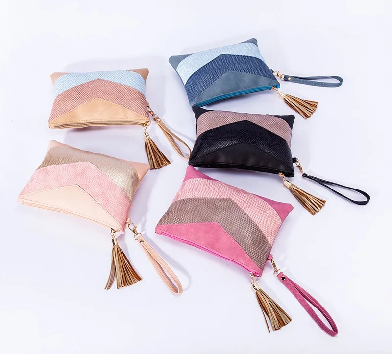 

Fashion Pu Women Wallet with Handle Multifunction Joint Leather Handbag Change Purse