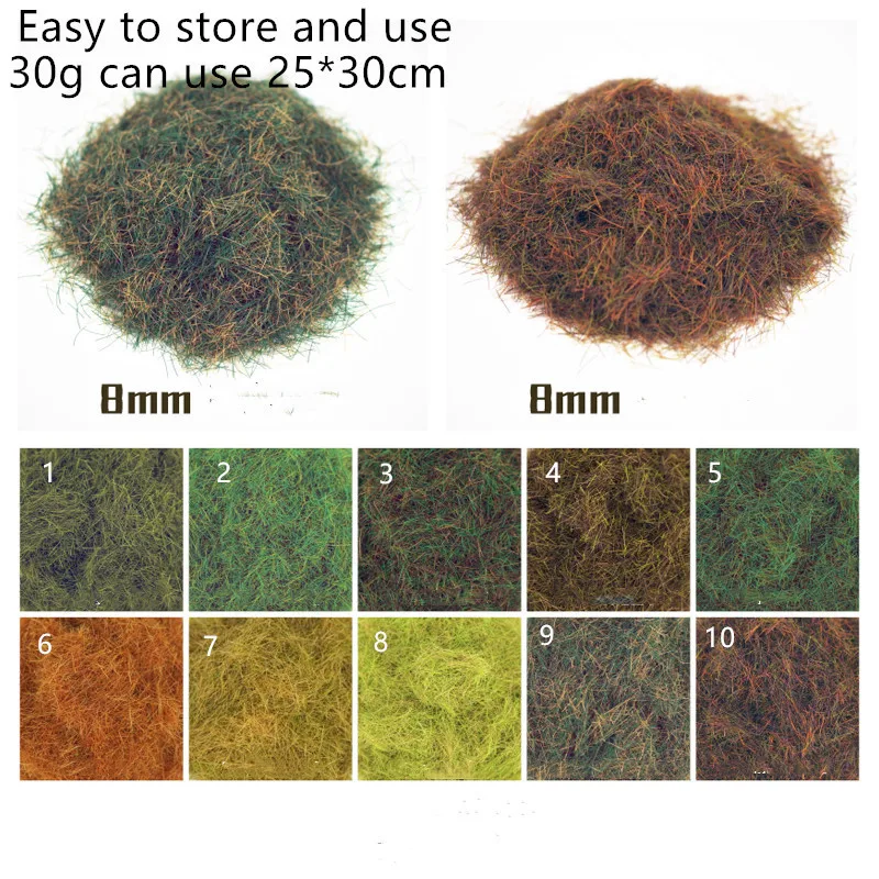 

8mm Miniature Scene Model Materia Withered Green Turf Flock Lawn Grass Powder STATIC GRASS 5MM Modeling Hobby Craft Accessory
