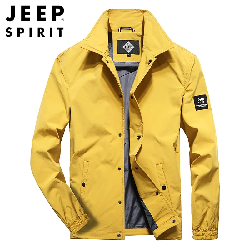 JEEP SPIRIT/Новая Осенняя куртка для мужчин; модная куртка-бомбер с отложным воротником; ветровка; тонкая куртка для мужчин; большие размеры; M-4XL куртка